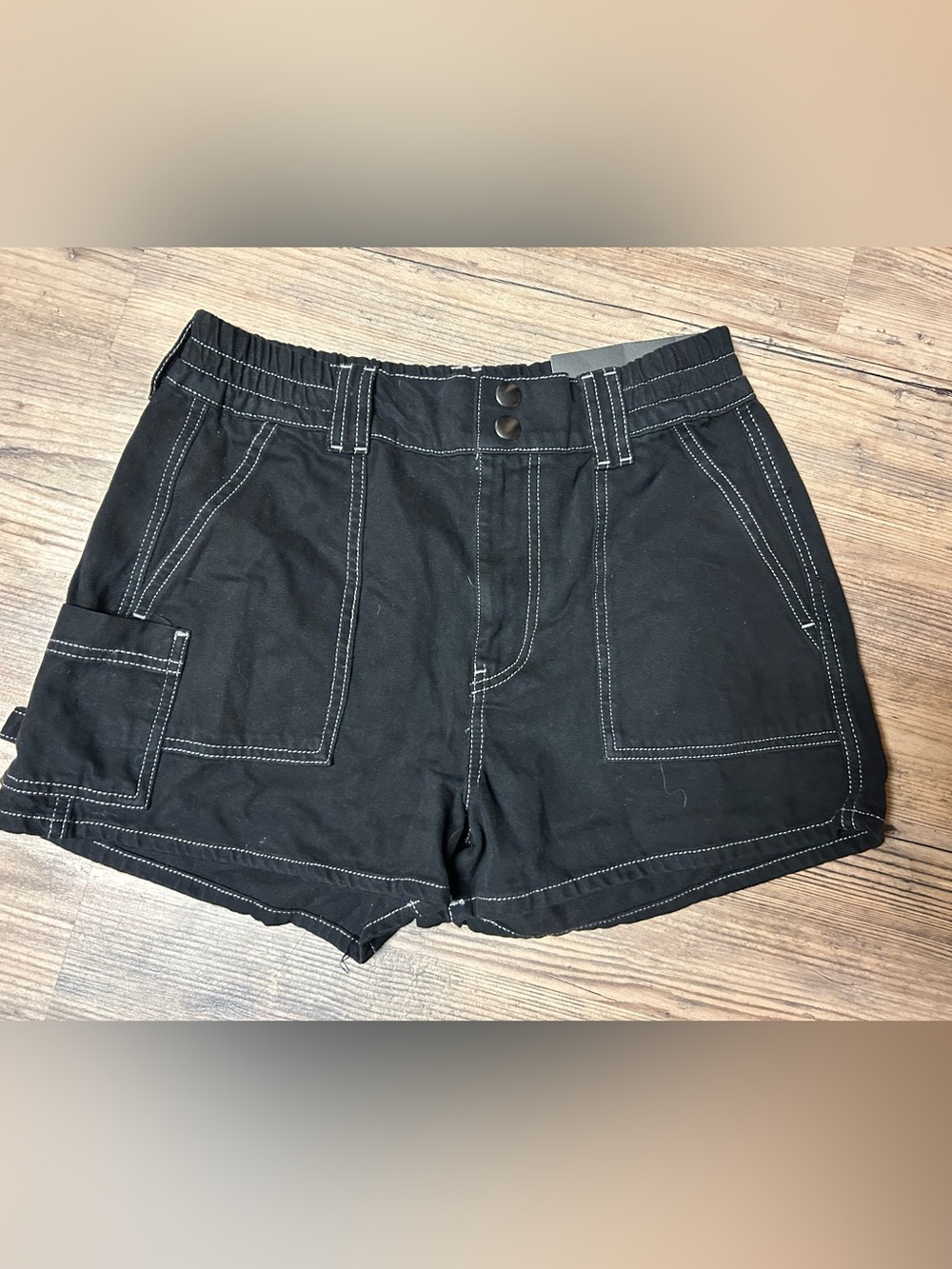 BDG Urban Outfitters Skate Black High-Waist White Contrast Stitching New Medium